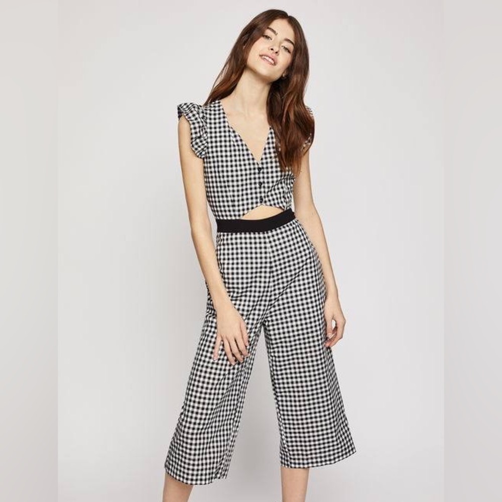 BCBG gingham jumpsuit
